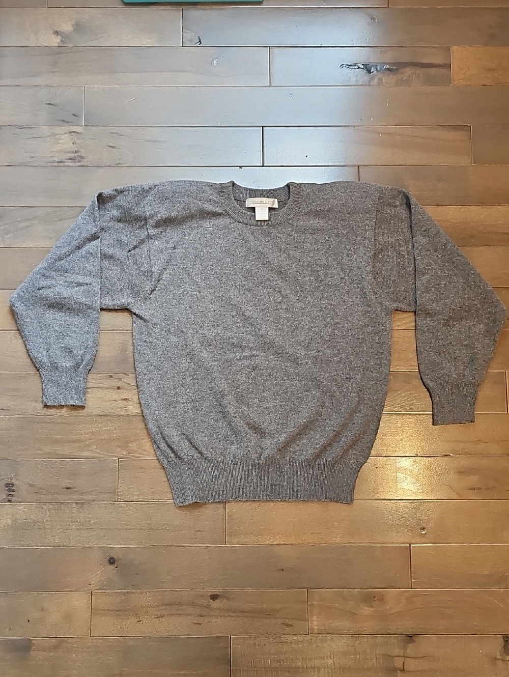 Vintage Preston And York Women's Cashmere Crewneck Sweater, Medium, Gray